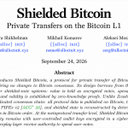 Shielded Bitcoin Proposal Aims to Bring Privacy to Bitcoin L1