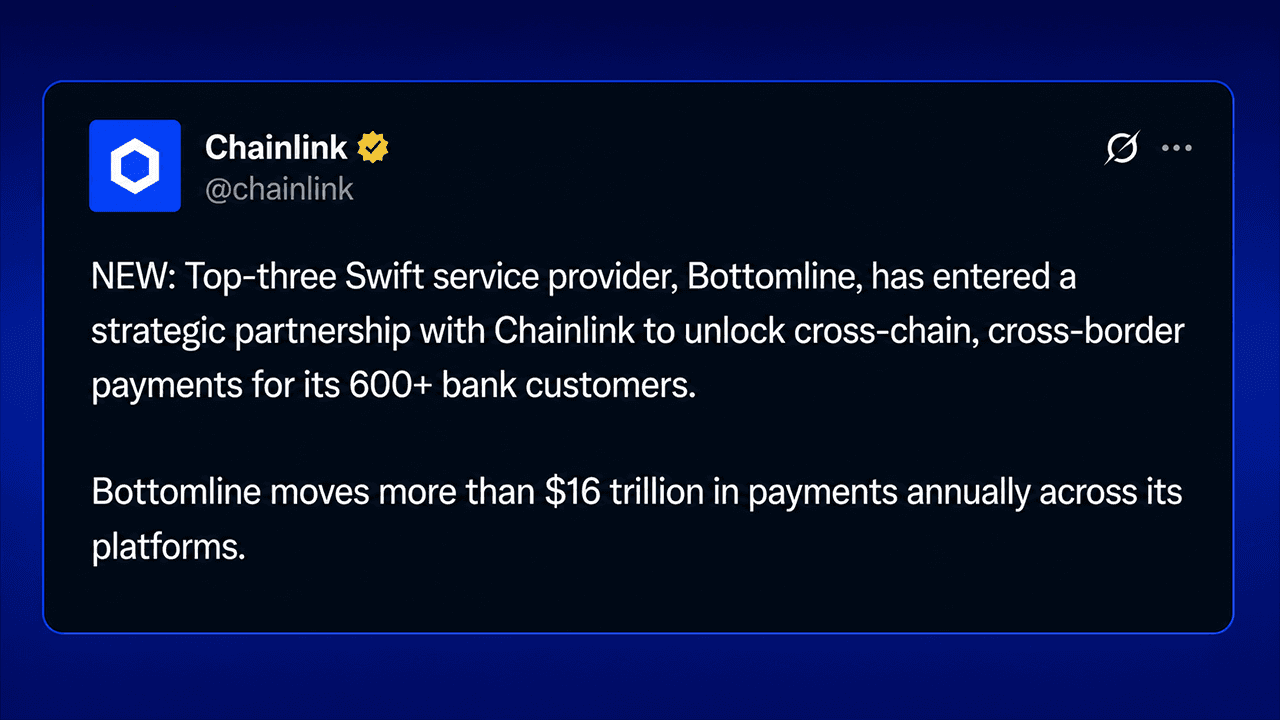 SWIFT Services Provider Taps Chainlink to Bring 600 Banks Onchain