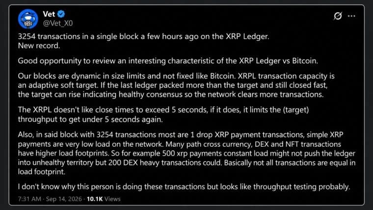 XRP Ledger Broke Its Transaction Record, and 20 Wallets Did Most of It