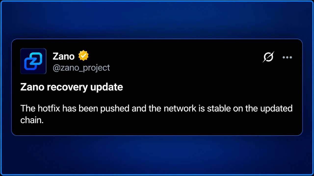 Zano Network Stabilizes After 30-Day Blockchain Rewind