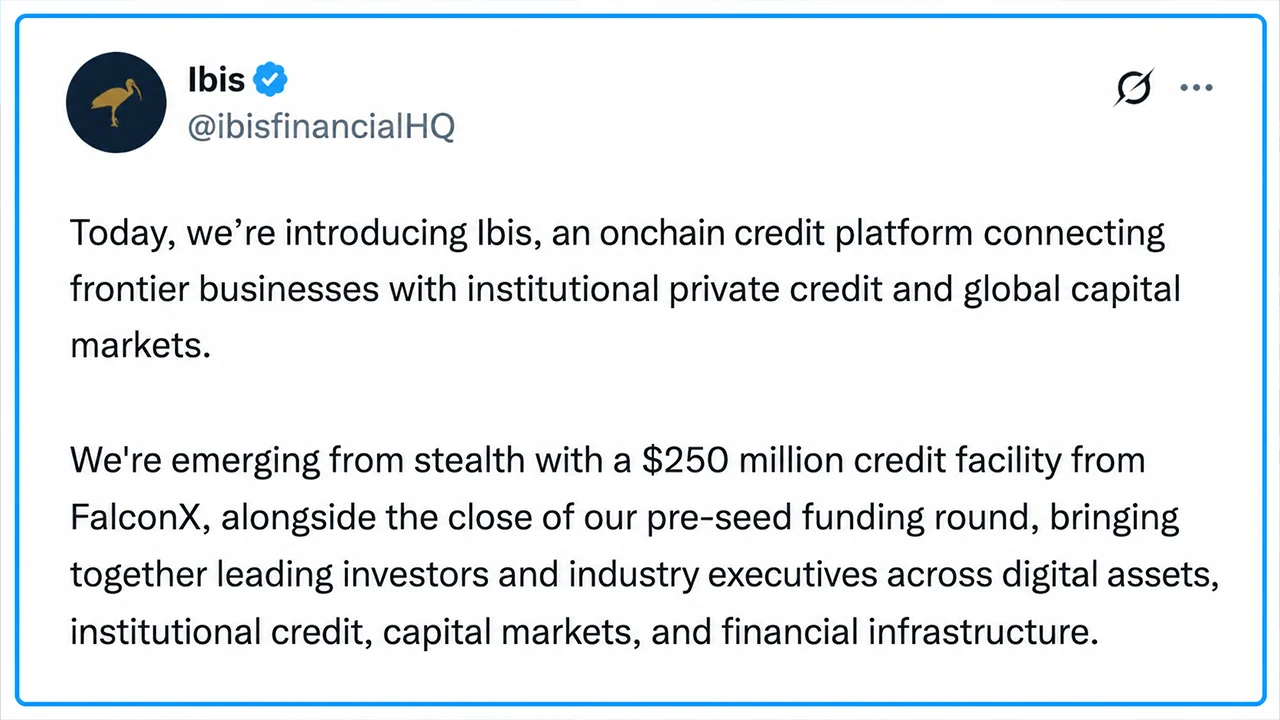 $250M FalconX Facility Powers Ibis Push Into Onchain Credit