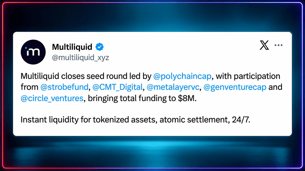 Multiliquid Raises $8M to Challenge Slow Settlement on Wall Street