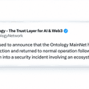 Ontology Halts L1 Blockchain for 41 Hours Over an Unknown Threat
