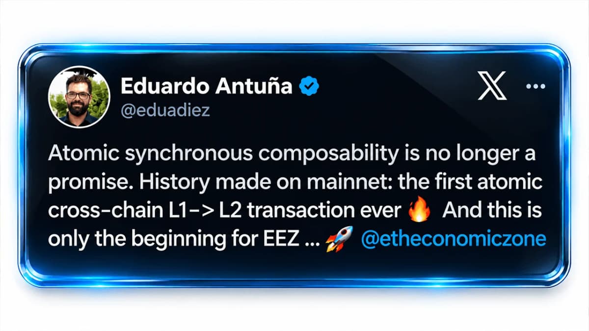 Moving Work Zone Ethereum Economic Zone Runs Atomic L1-L2 Transfer on Mainnet