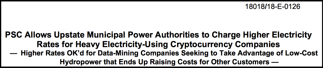 New York Power Companies Can Now Raise Rates for Bitcoin Miners