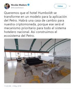 فندق سولي سبع نجوم في فنزويلا إلى قبول فقط بترو 
