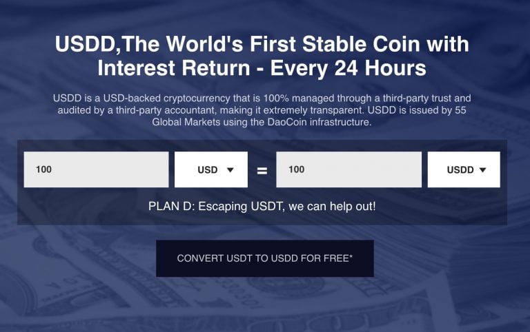  usdd trust stable coin interest debut third-party 