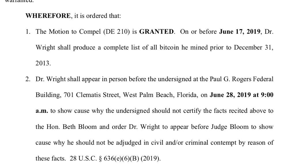 Judge Orders Craig Wright to Physically Appear in Florida Lawsuit