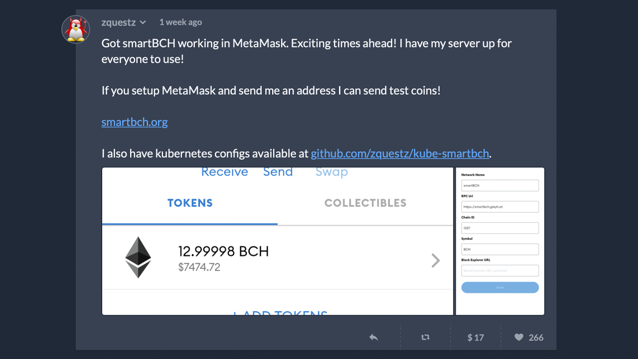 Maximizing TPS: Smartbch Developer Explains Project's Potential, Metamask Capabilities Seen in the Wild